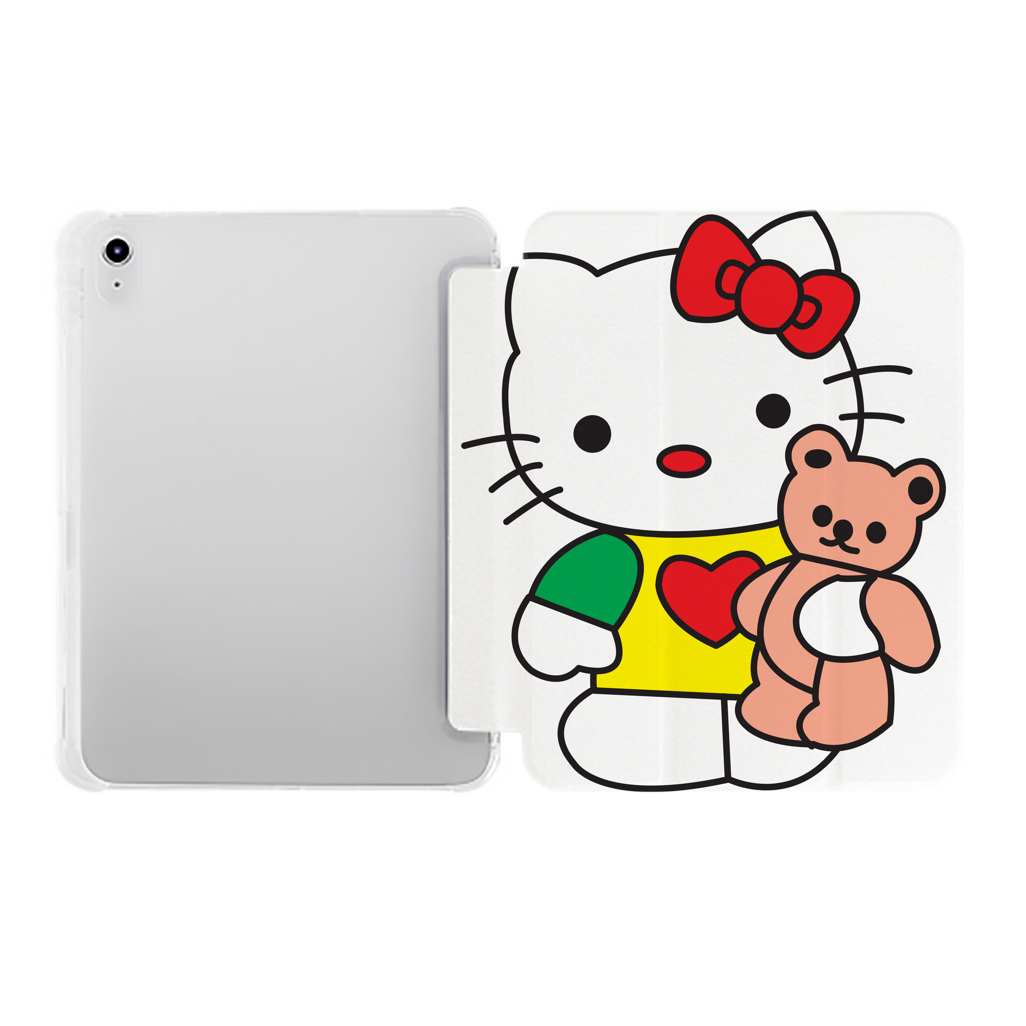 （画像用） Hello Kitty ハローキティ IPad ケース ペン収納付き 三つ折りスタンド PUレザー×シリコン 対応機種9.5/10.5/10.9インチ